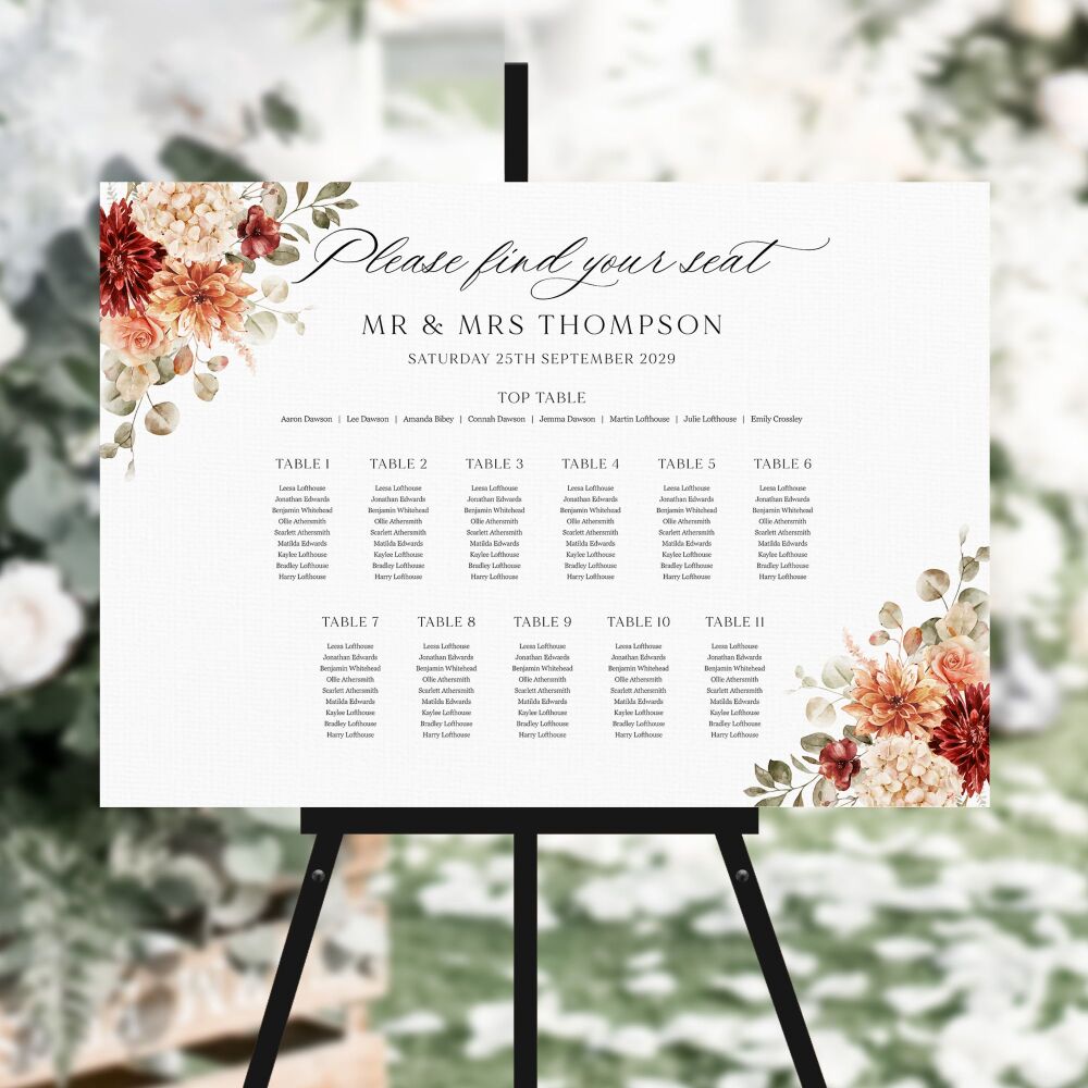 Cinnamon Florals Table Plan