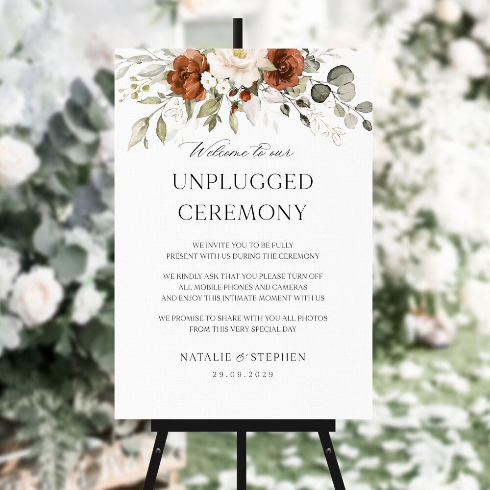 Terracotta & Ivory Unplugged Ceremony Sign