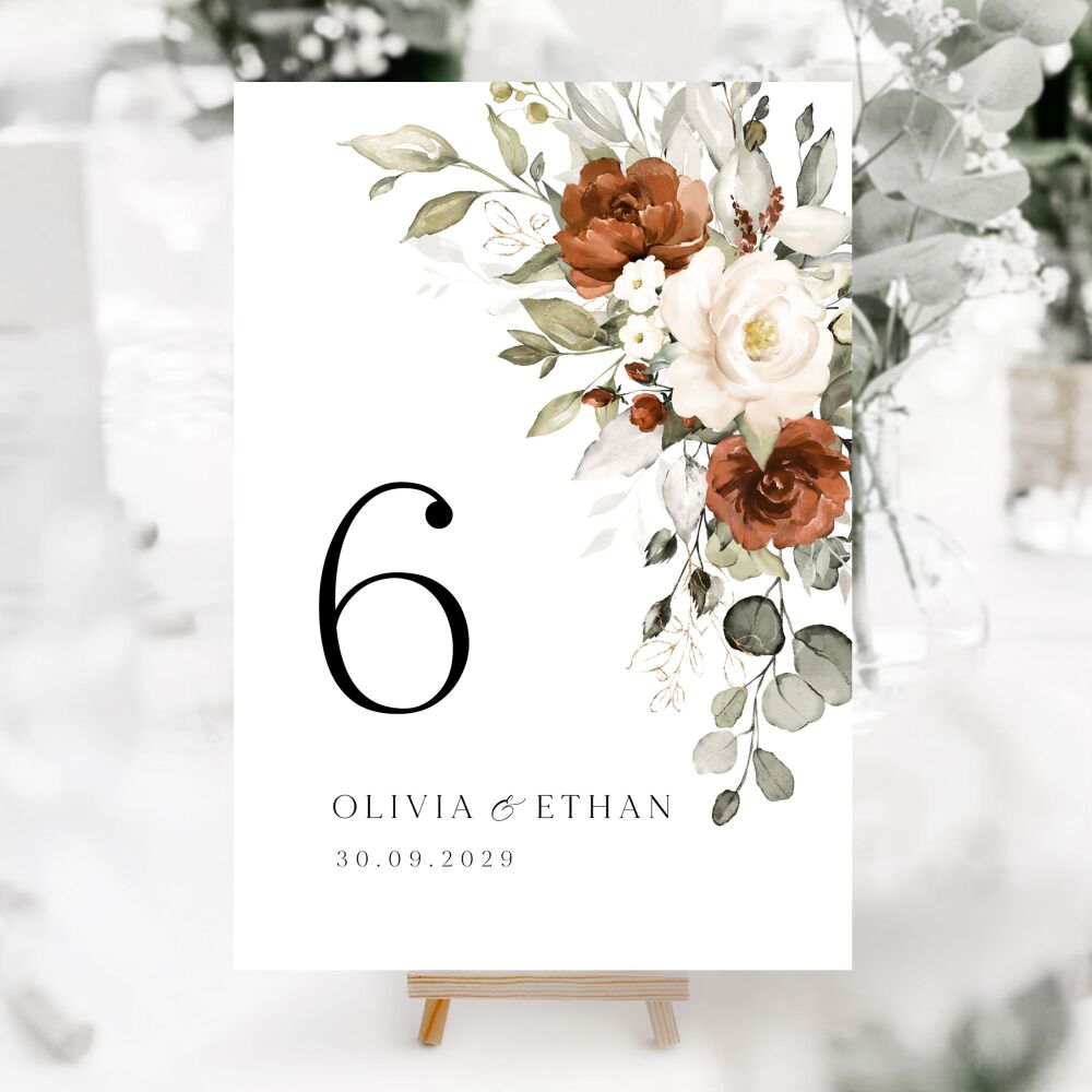 Terracotta & Ivory Table Numbers