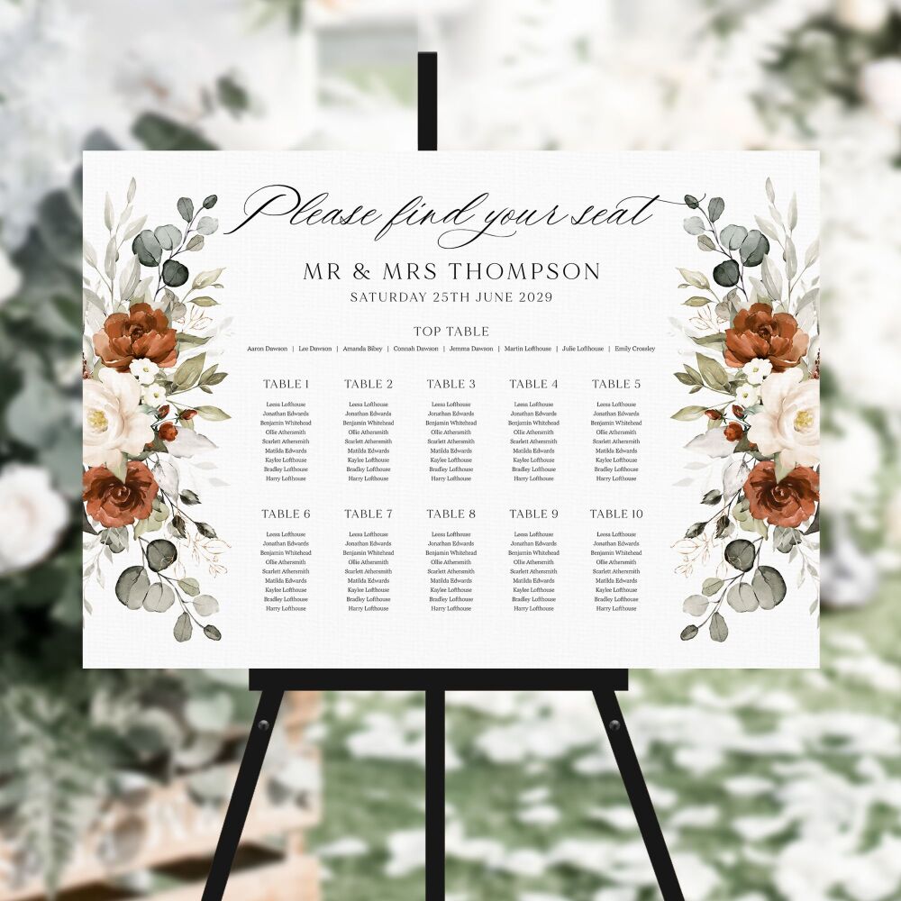 Terracotta & Ivory Table Plan