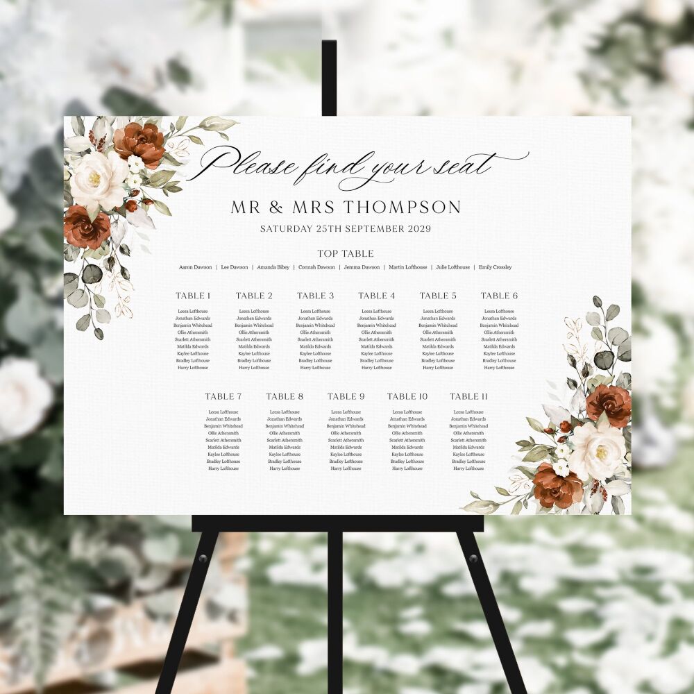 Terracotta & Ivory Table Plan