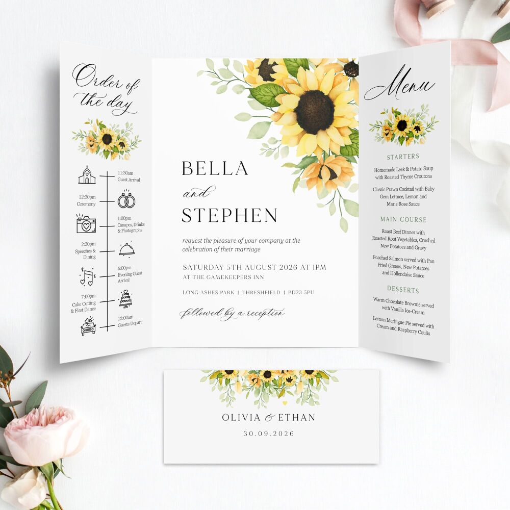 Pretty Sunflowers Wedding Invitation Sample