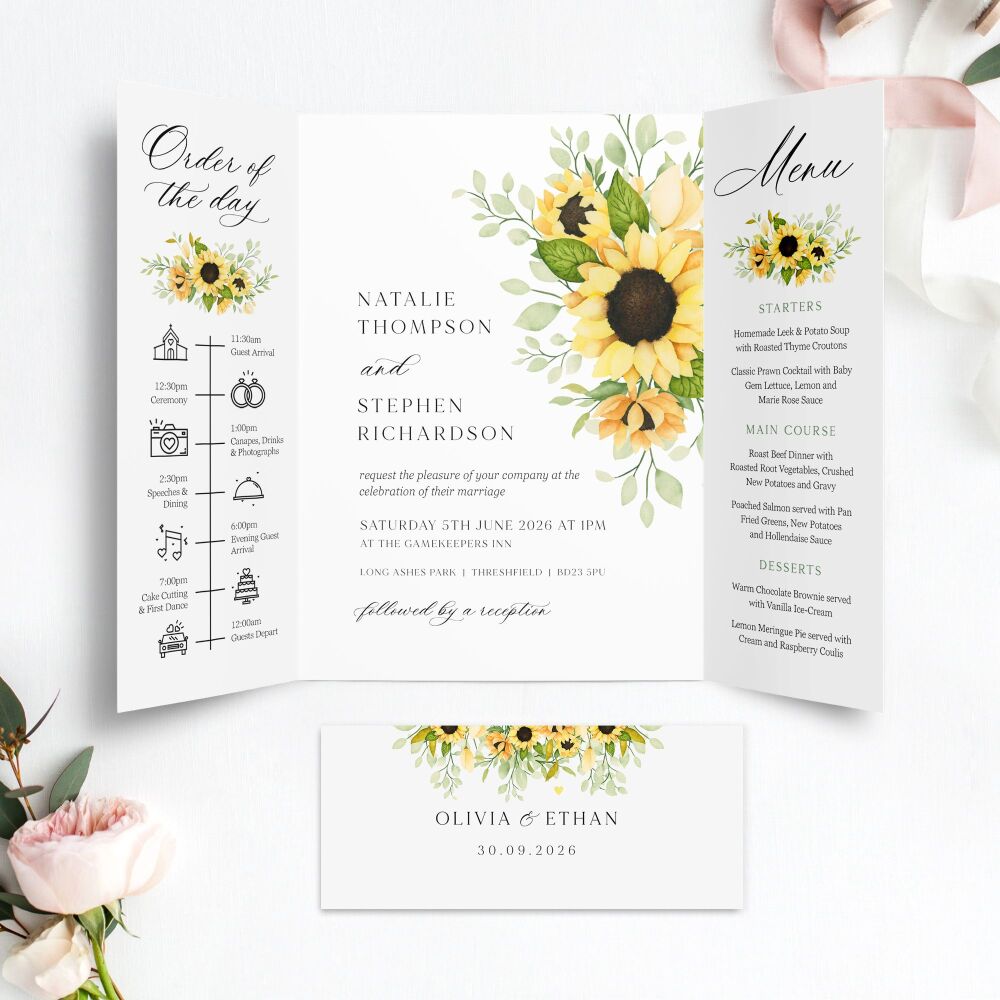 Pretty Sunflowers Wedding Invitation Sample