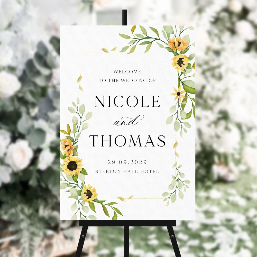 Pretty Sunflowers Welcome Sign