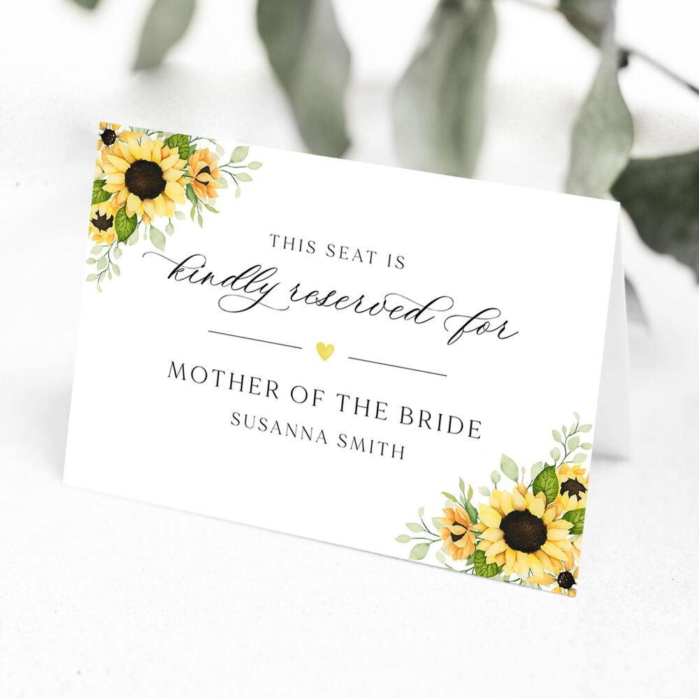 Pretty Sunflowers Reserved Seat Card
