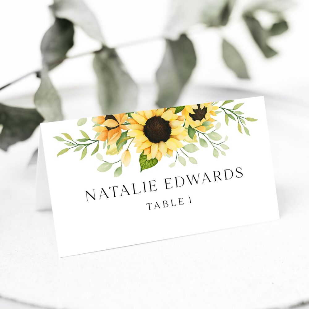 Pretty Sunflowers Place Name Card