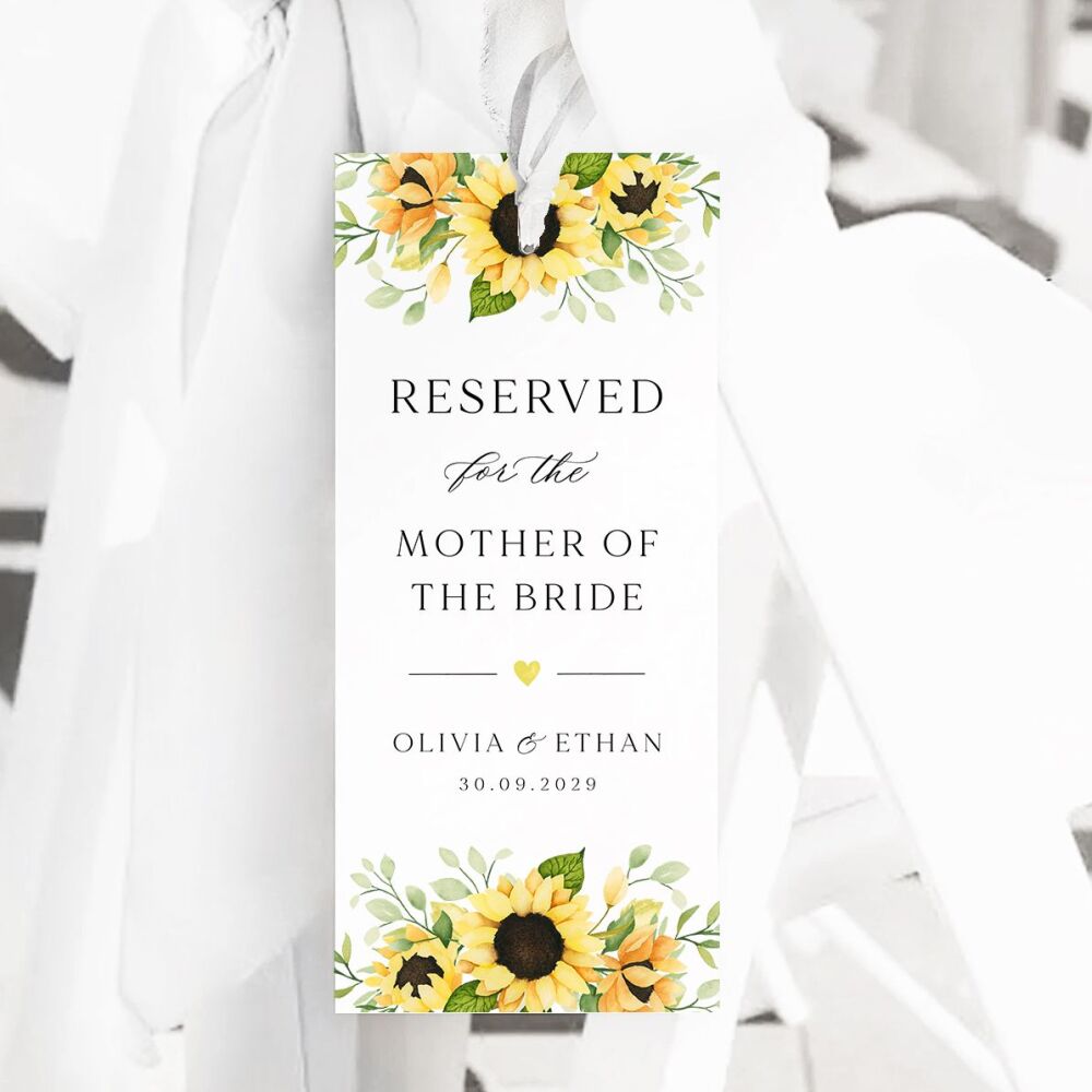 Pretty Sunflowers Reserved Seat Tag