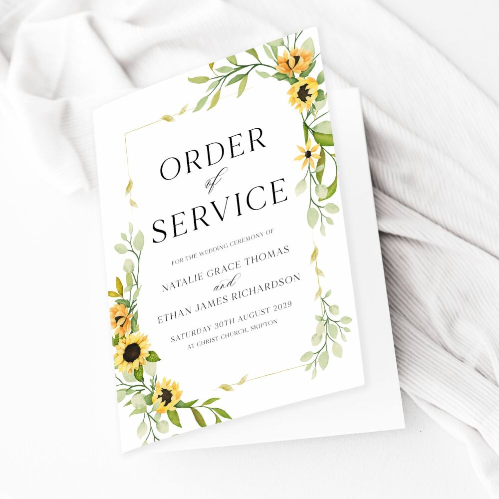 Pretty Sunflowers Order of Service Booklet