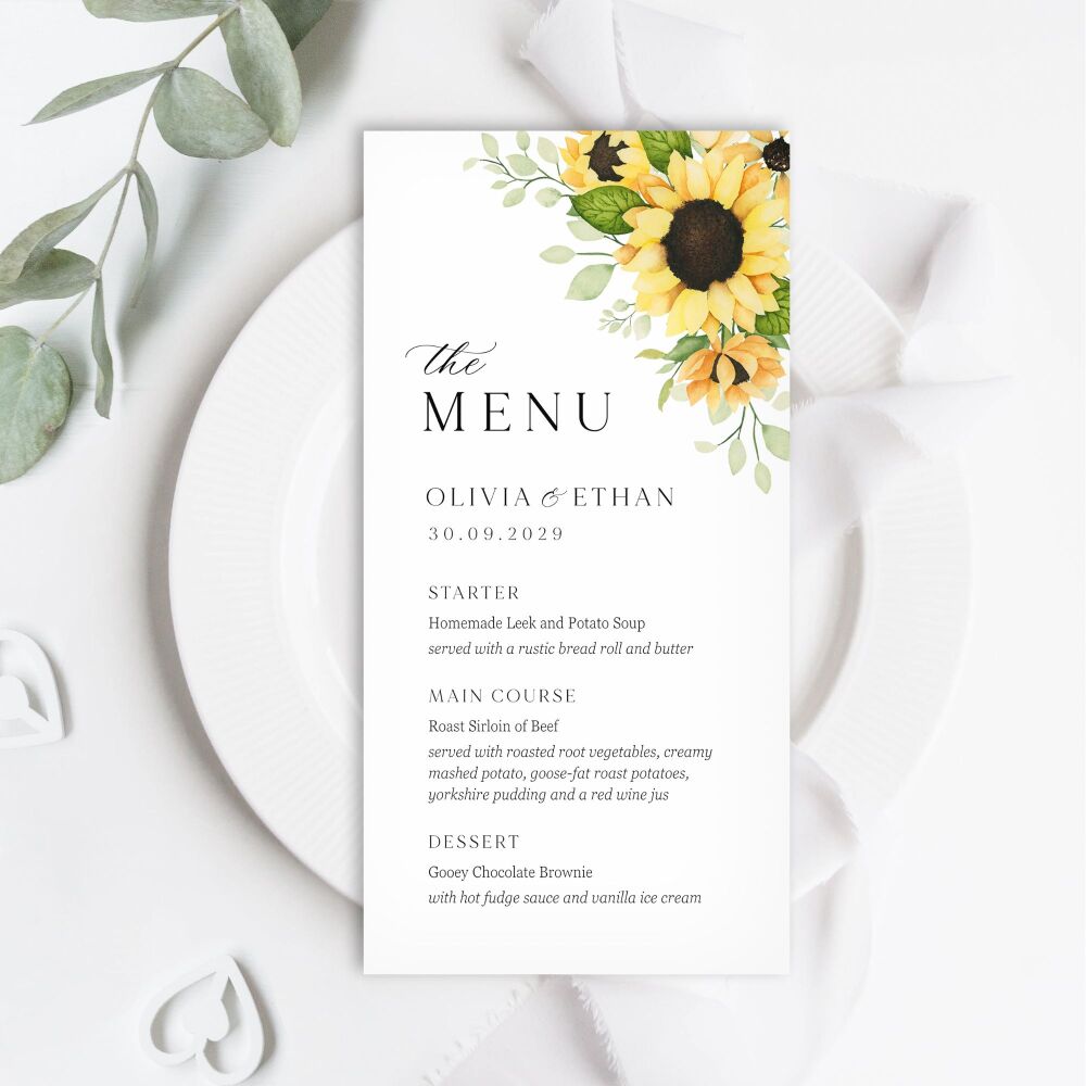 Pretty Sunflowers Menu