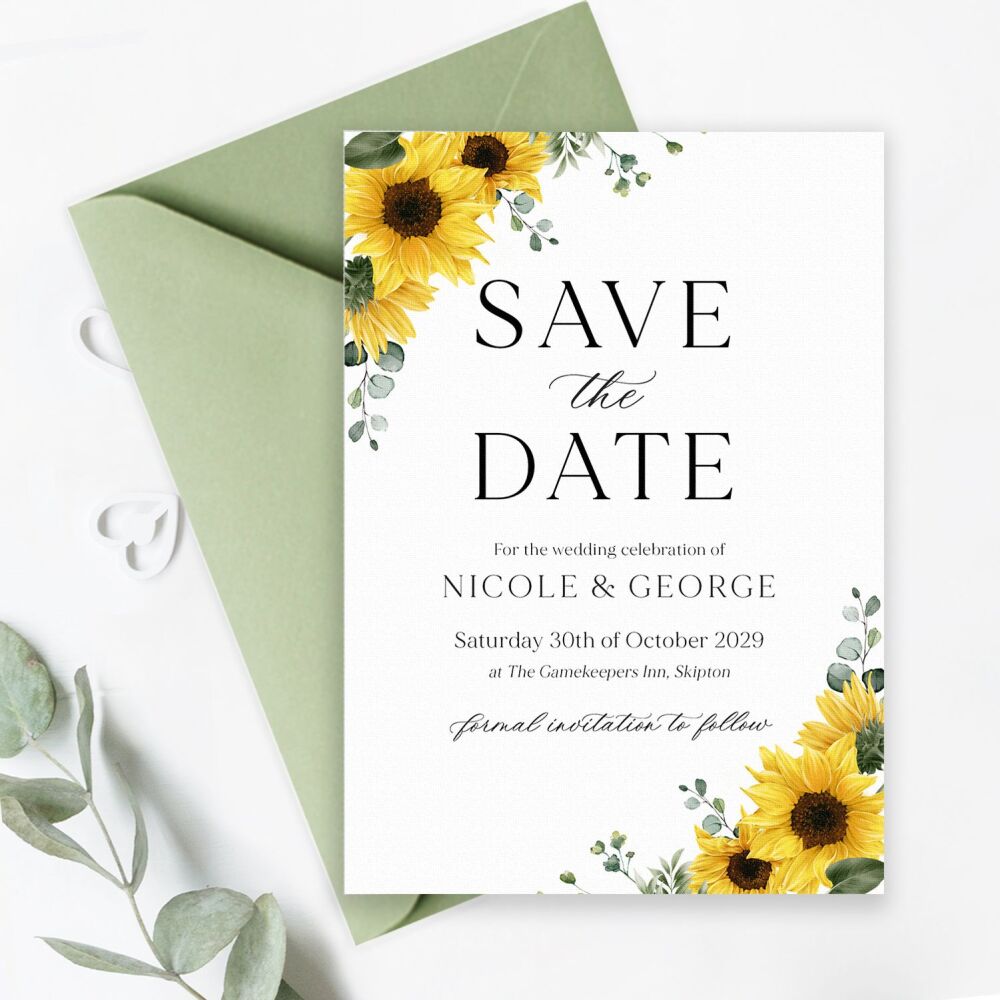 Rustic Sunflowers Save the Date