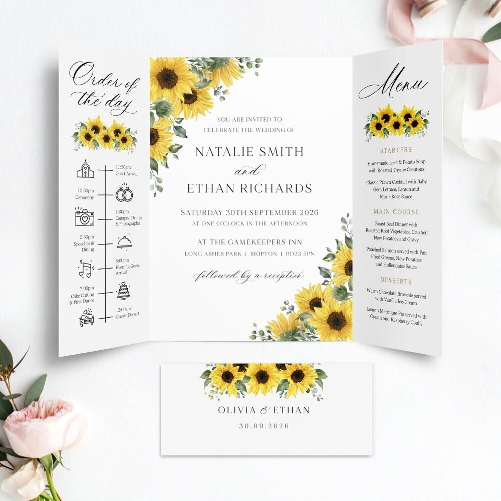 Rustic Sunflowers Wedding Invitation Sample