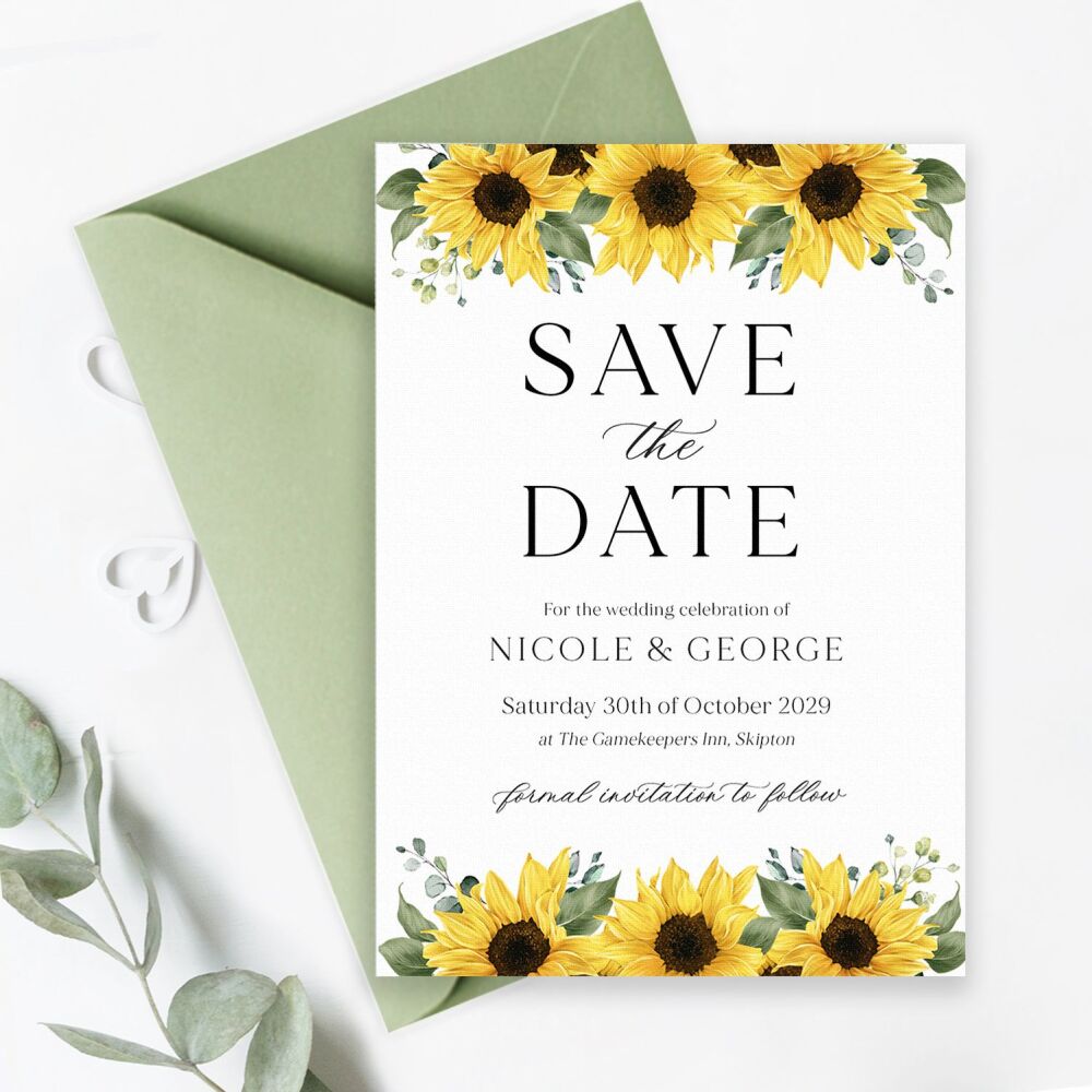 Rustic Sunflowers Save the Date