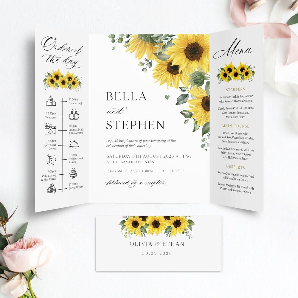 Rustic Sunflowers Wedding Invitation Sample