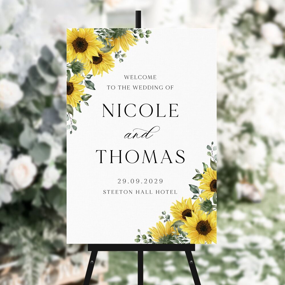 Rustic Sunflowers Welcome Sign