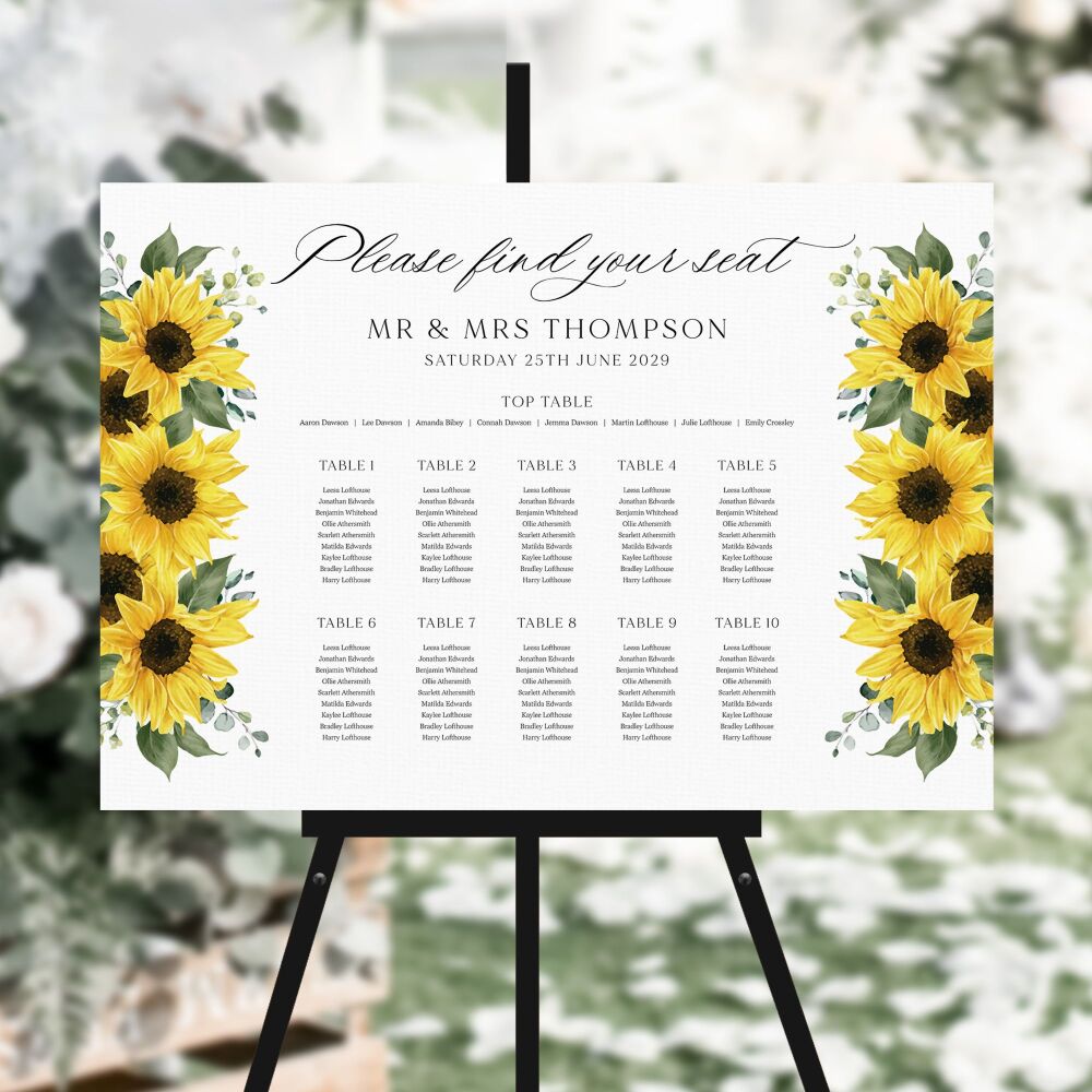 Rustic Sunflowers Table Plan