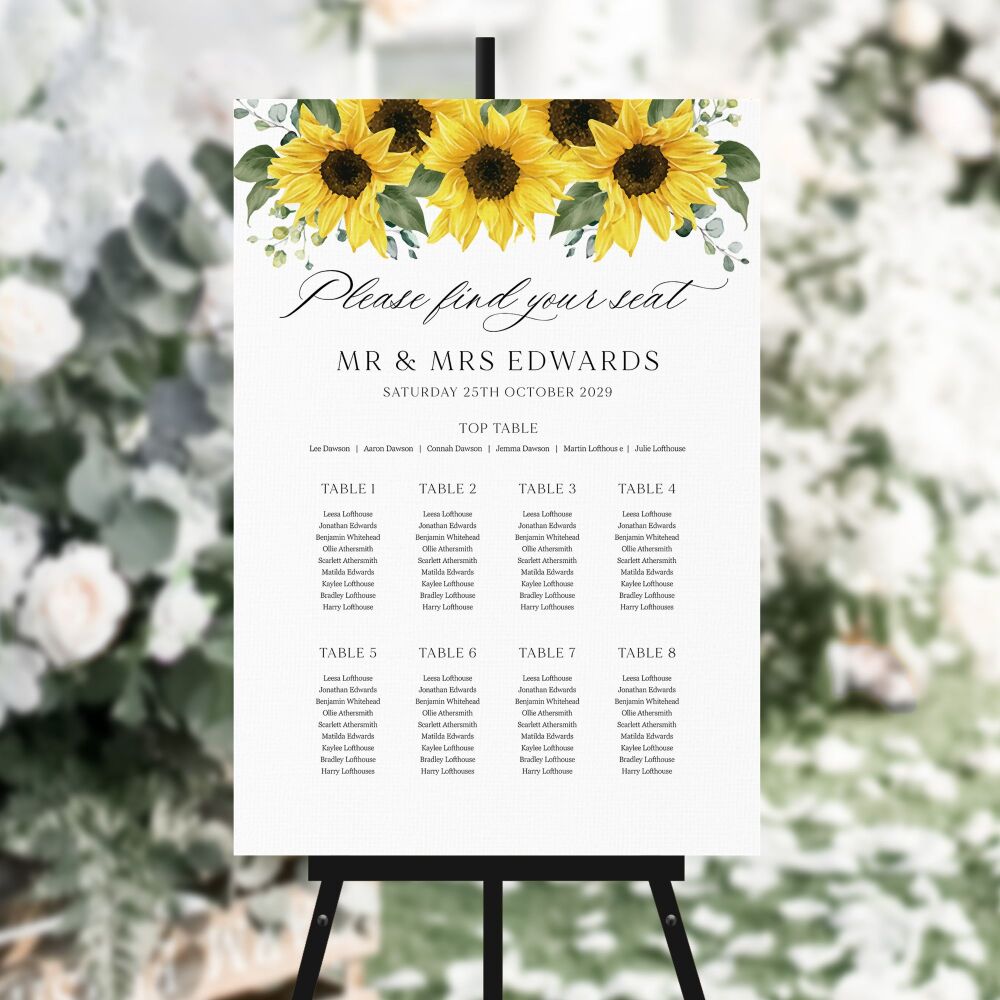 Rustic Sunflowers Table Plan