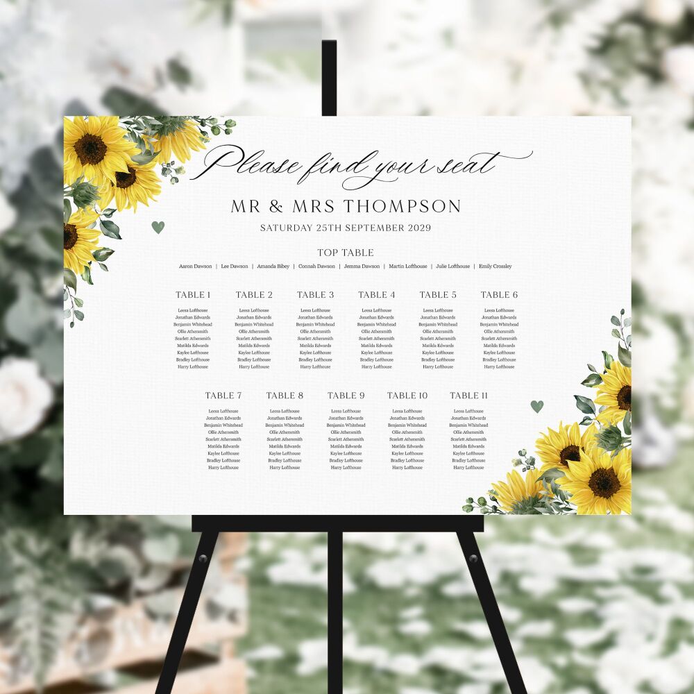 Rustic Sunflowers Table Plan