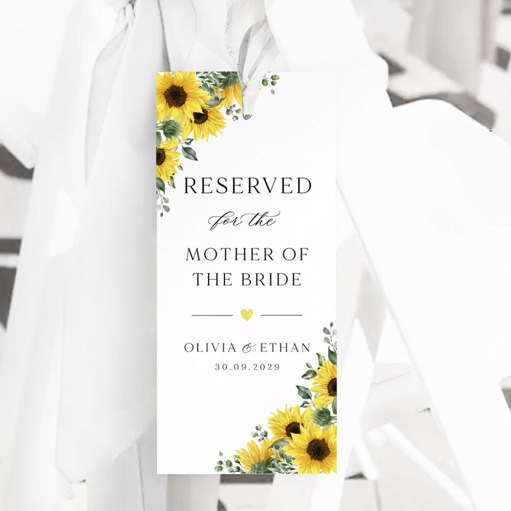 Rustic Sunflowers Reserved Seat Tag