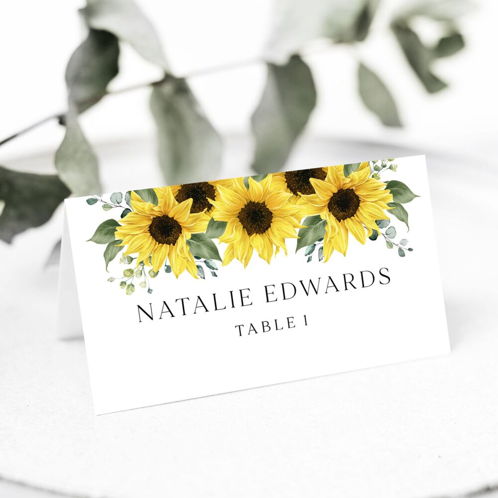 Rustic Sunflowers Place Name Card