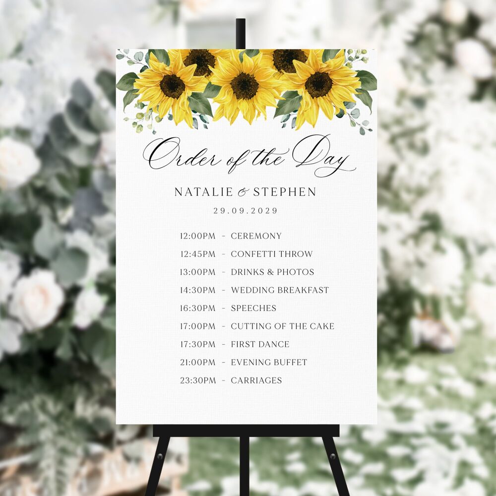 Rustic Sunflowers Order of the Day Sign