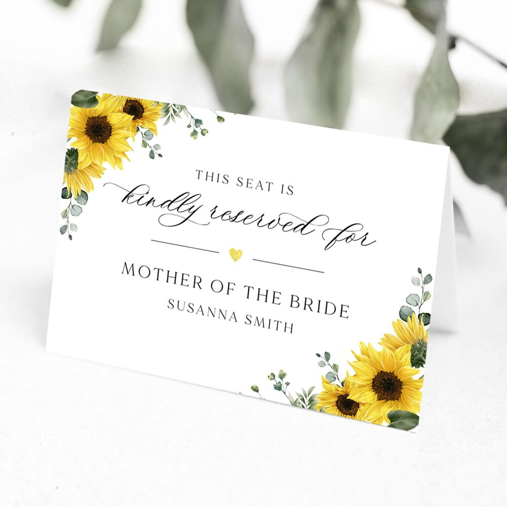 Rustic Sunflowers Reserved Seat Card