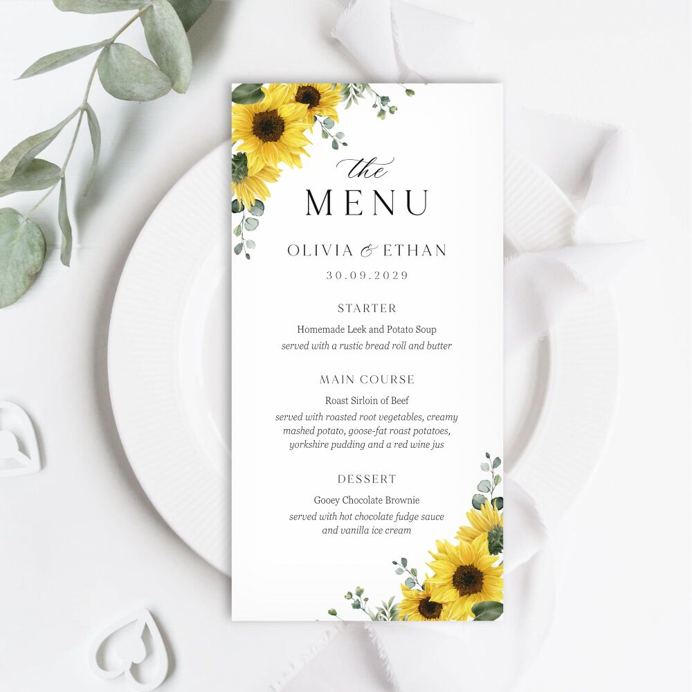 Rustic Sunflowers Menu