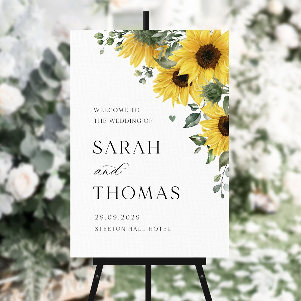 Rustic Sunflowers Welcome Sign