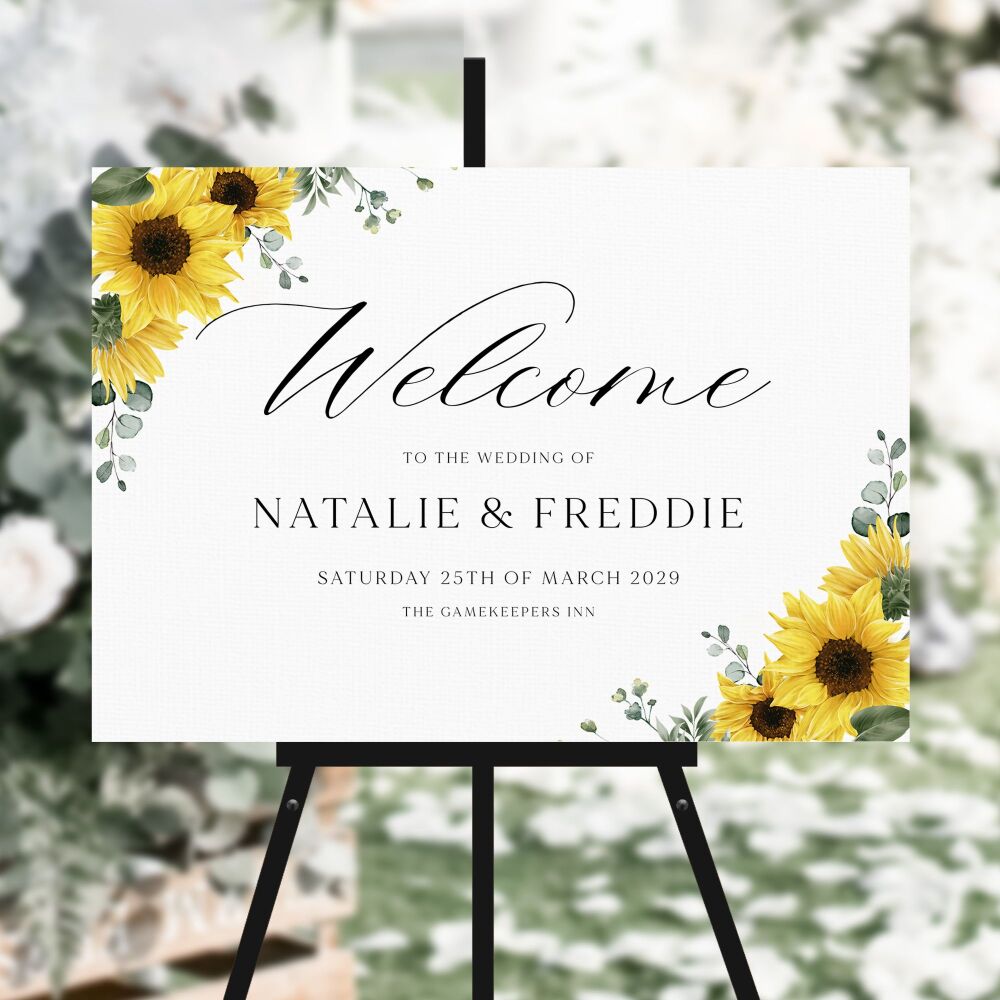 Rustic Sunflowers Welcome Sign
