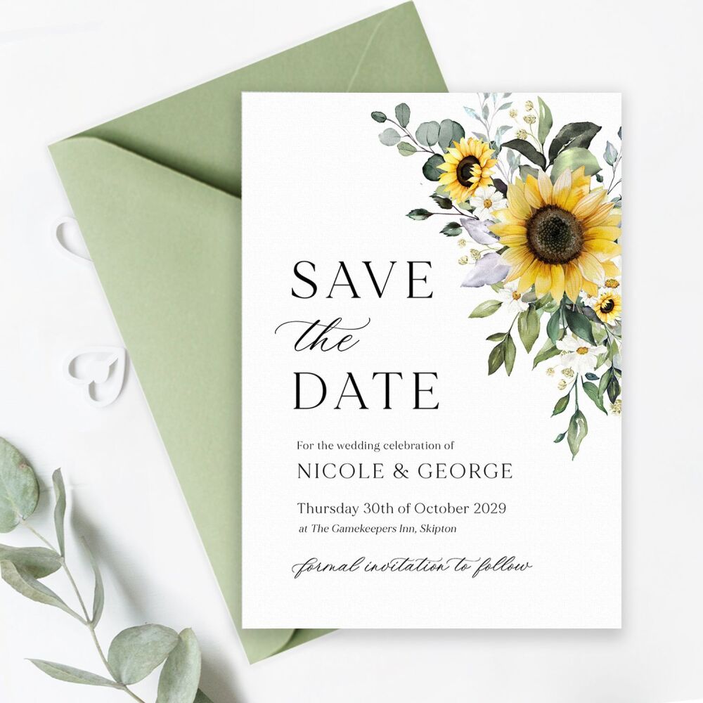 Sunflowers & Daisies Save the Date