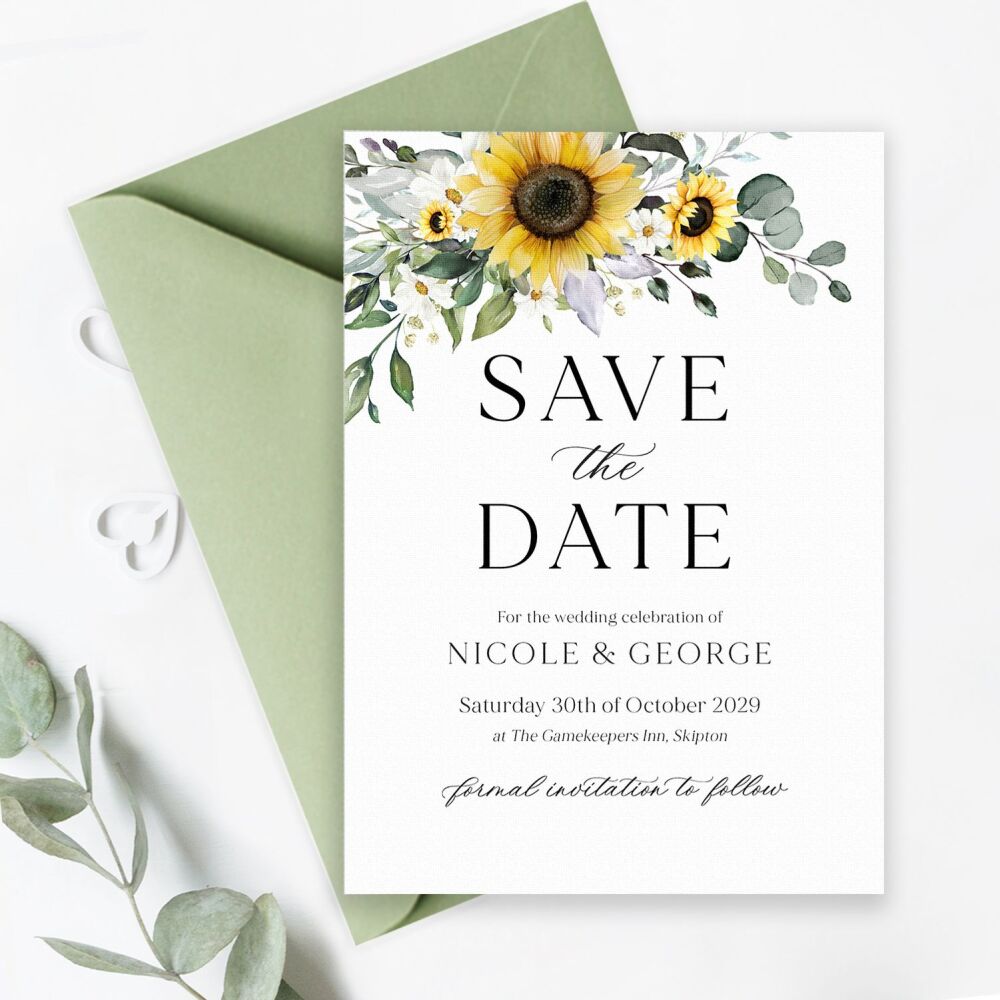 Sunflowers & Daisies Save the Date