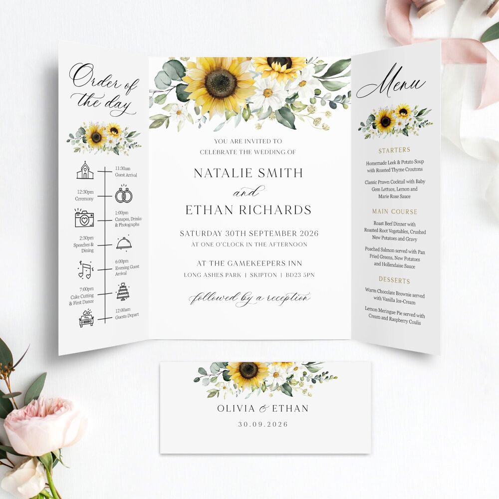 Sunflowers & Daisies Wedding Invitation Sample