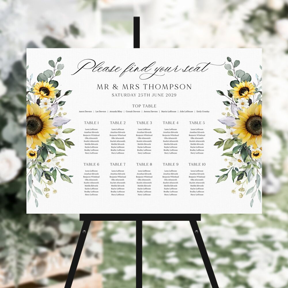 Sunflowers & Daisies Table Plan
