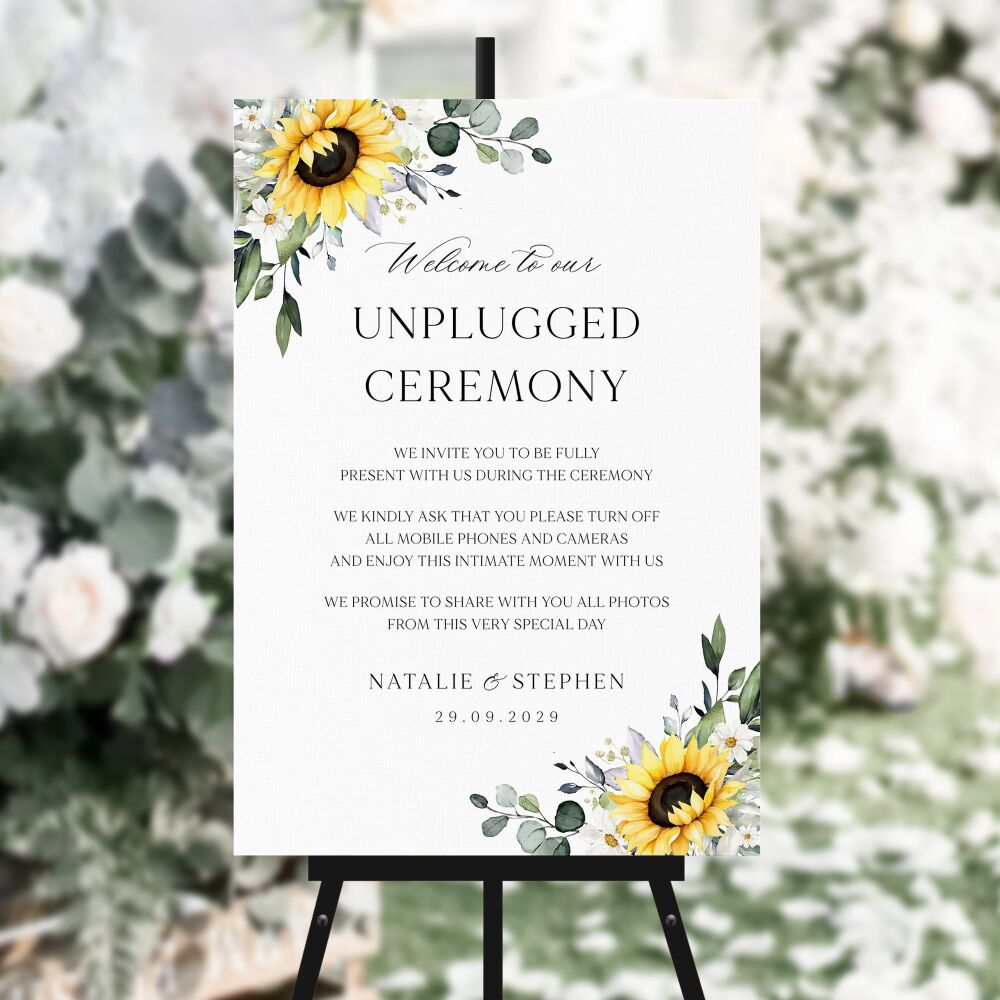 Sunflowers & Daisies Unplugged Ceremony Sign