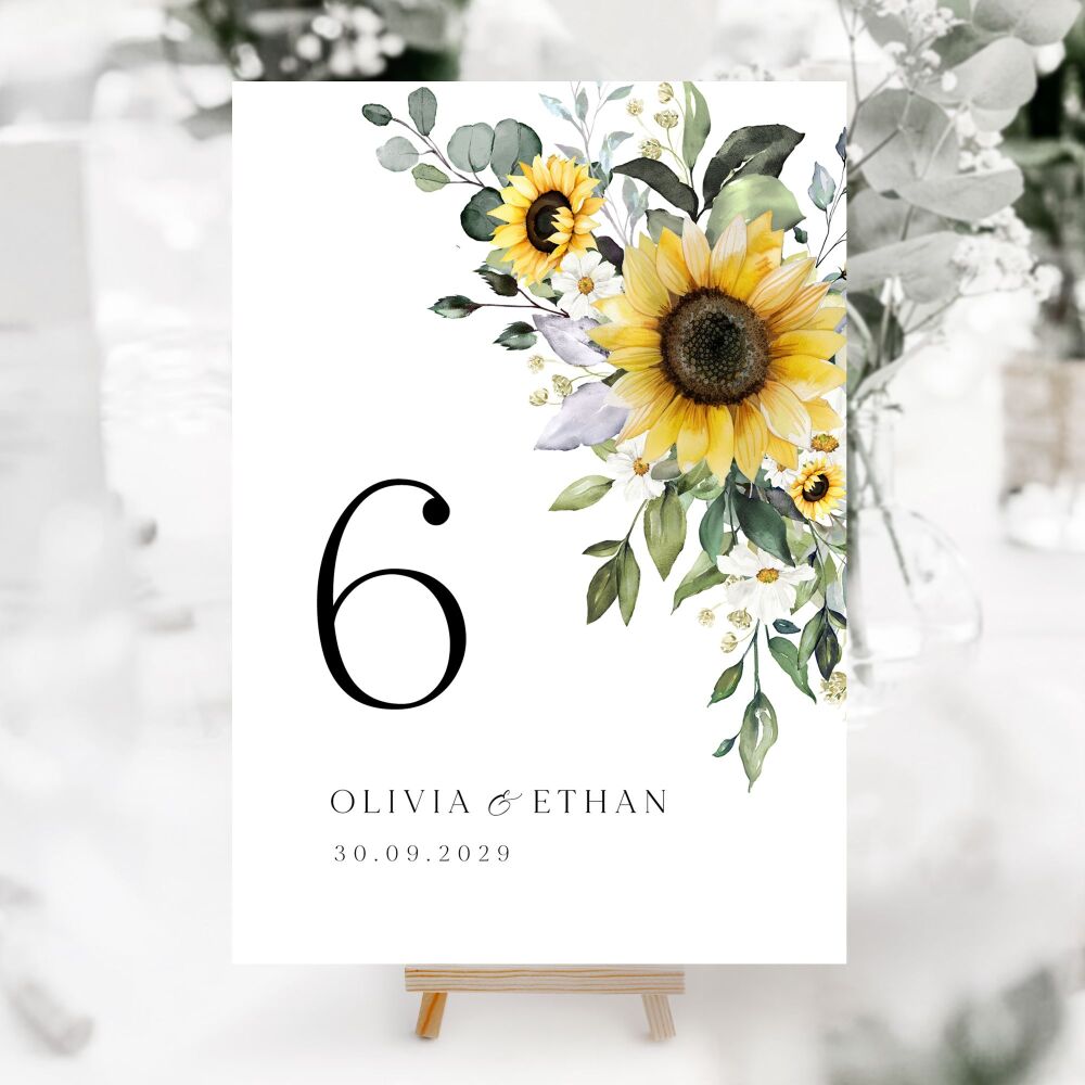 Sunflowers & Daisies Table Numbers