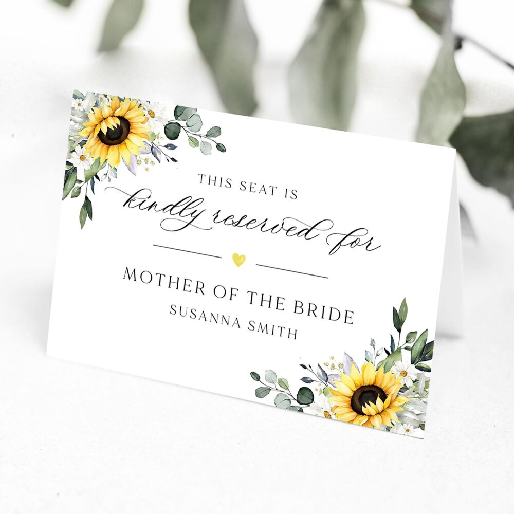 Sunflowers & Daisies Reserved Seat Card