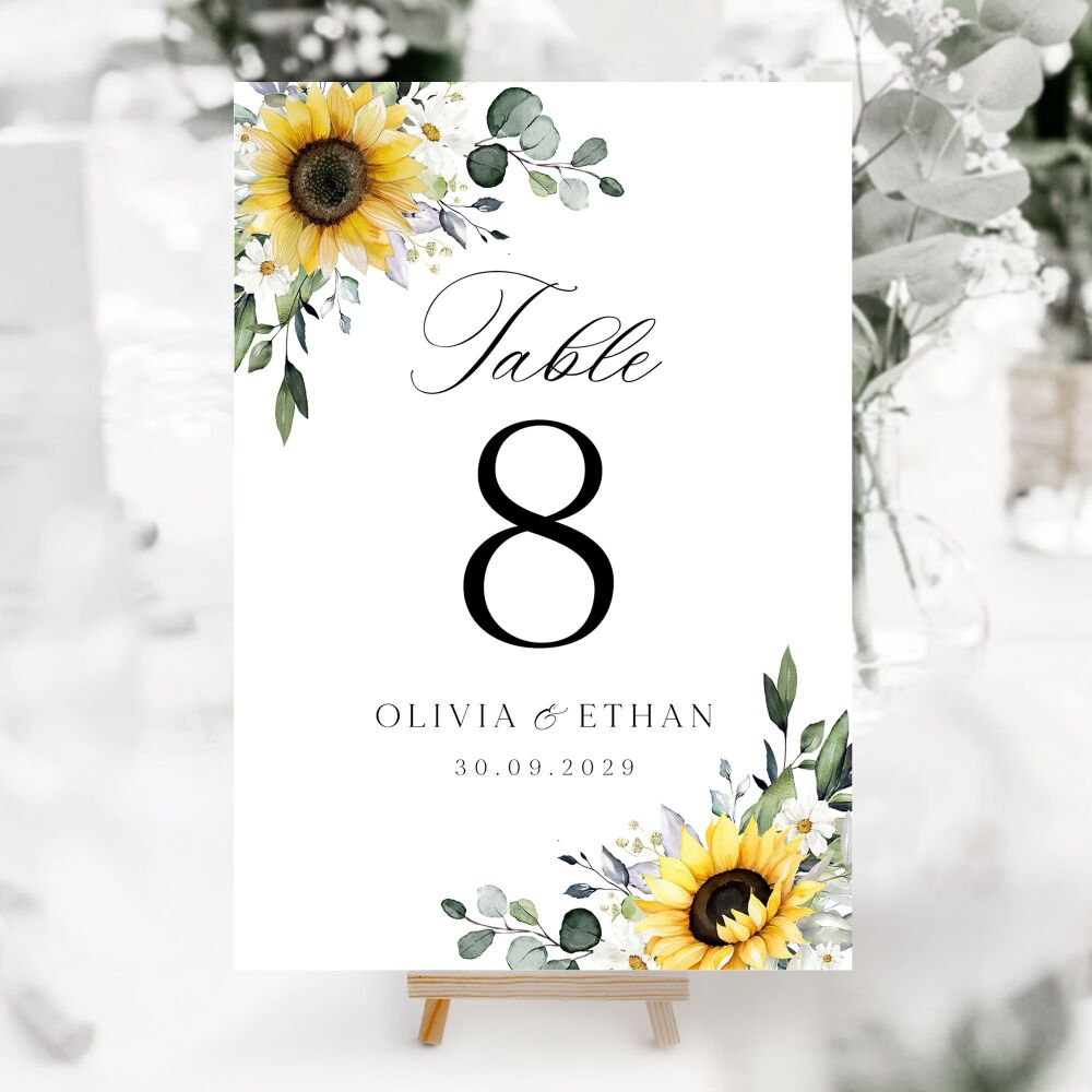 Sunflowers & Daisies Table Numbers