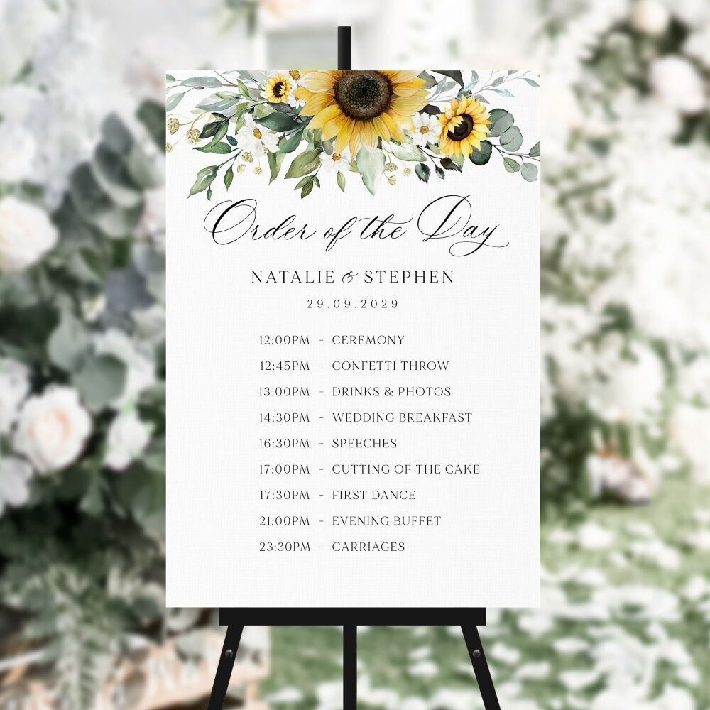 Sunflowers & Daisies Order of the Day Sign