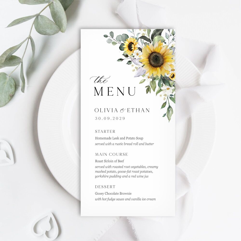 Sunflowers & Daisies Menu