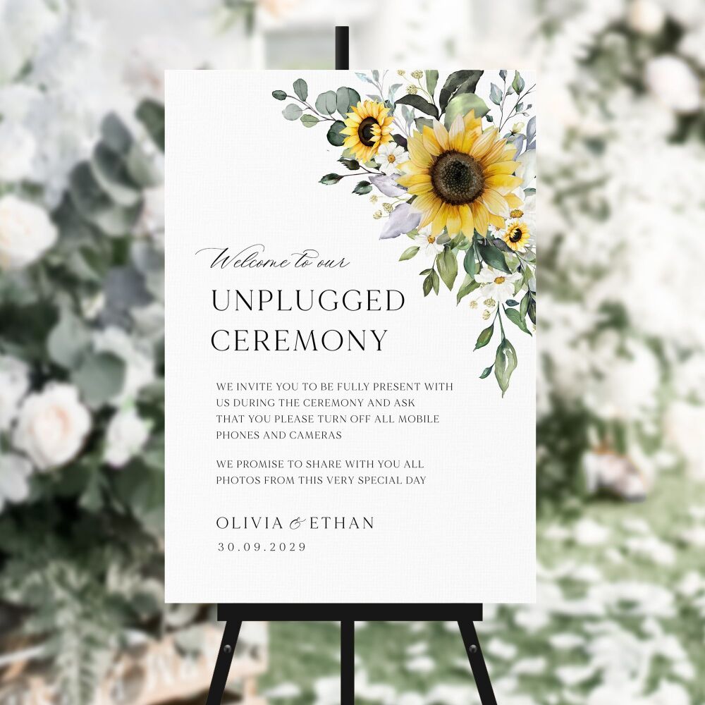 Sunflowers & Daisies Unplugged Ceremony Sign