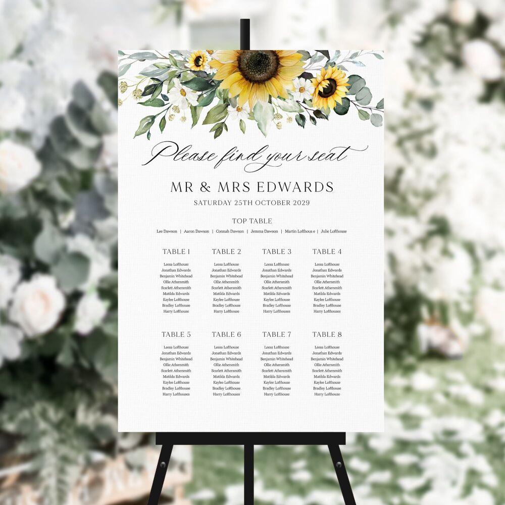 Sunflowers & Daisies Table Plan