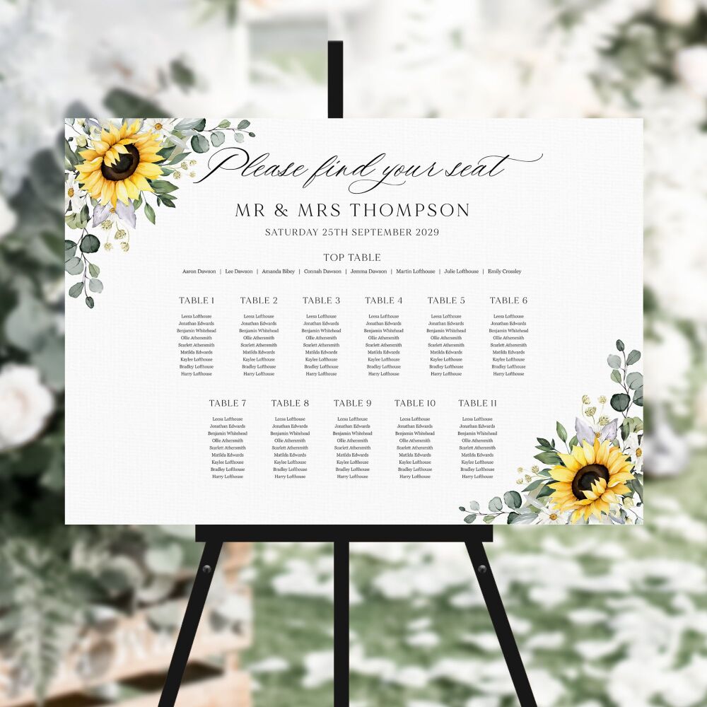 Sunflowers & Daisies Table Plan