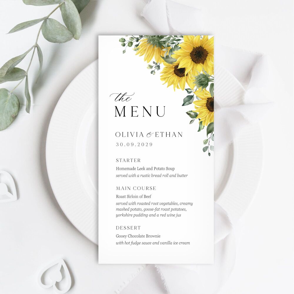 Rustic Sunflowers Menu