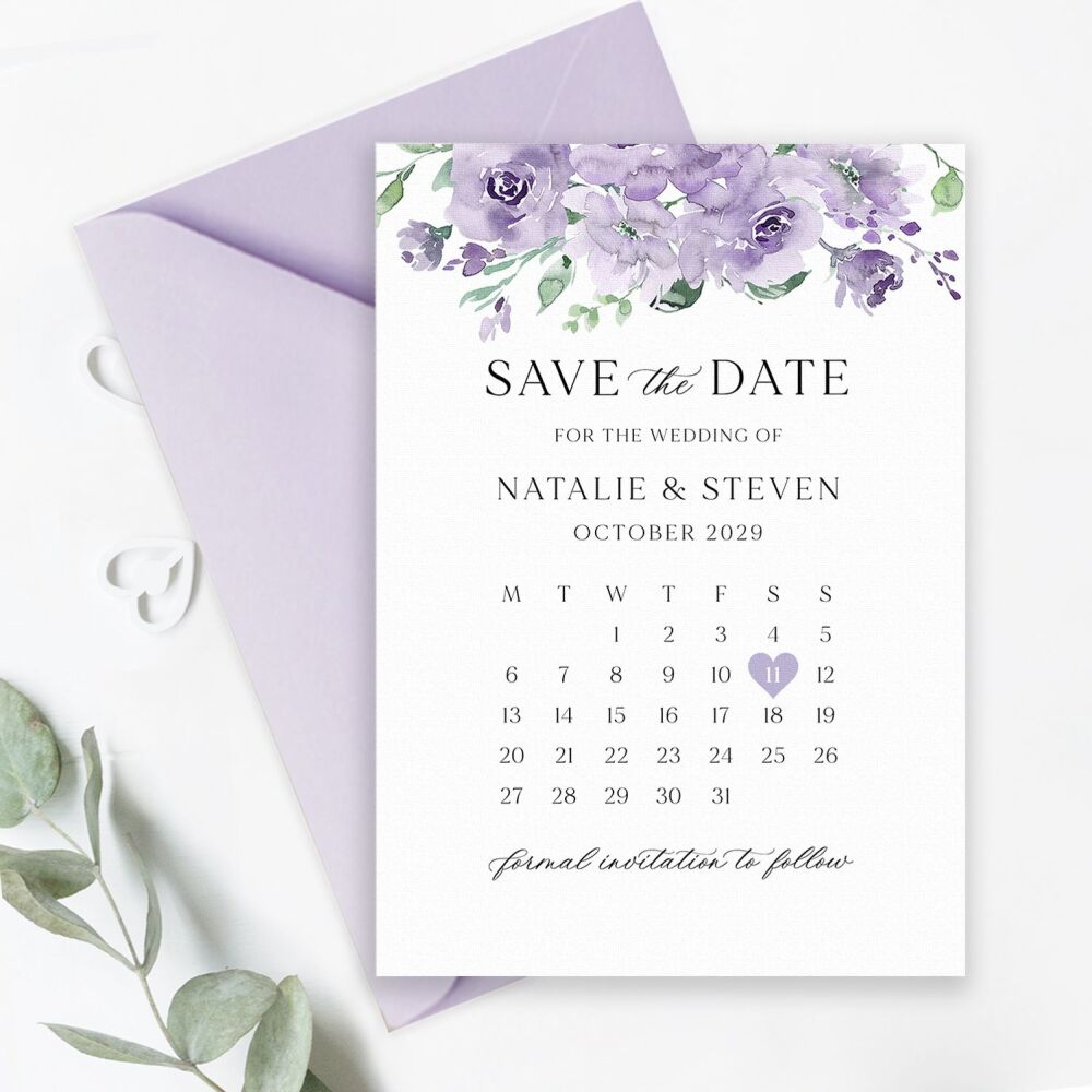 Dusky Mauve Floral Save the Date