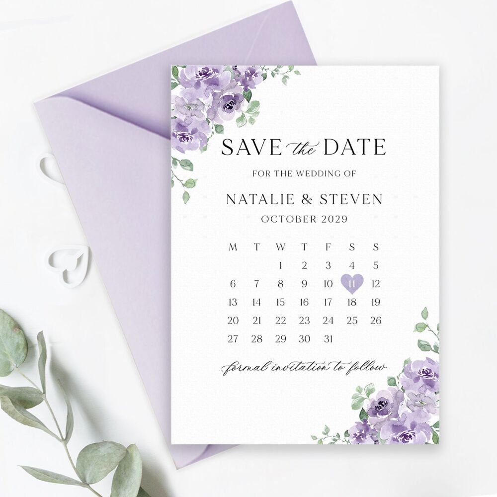 Dusky Mauve Floral Save the Date