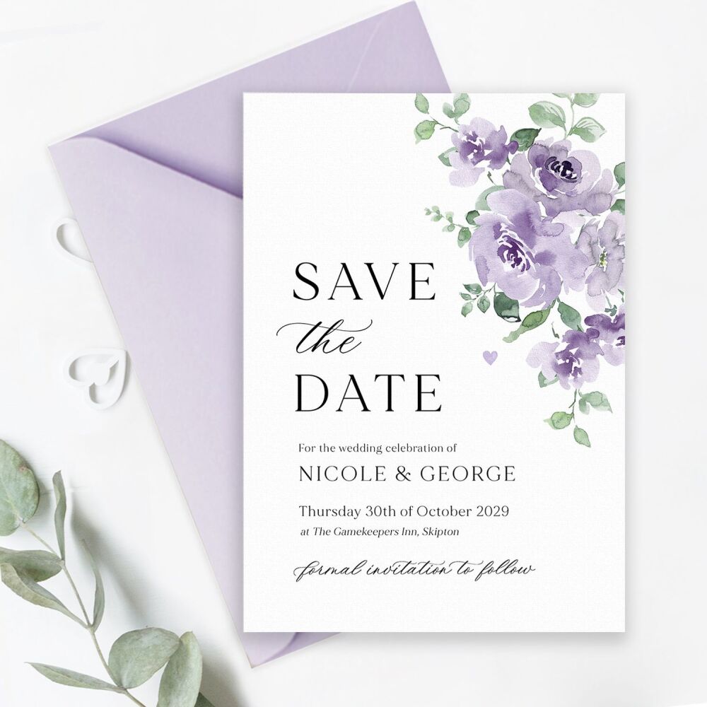 Dusky Mauve Floral Save the Date