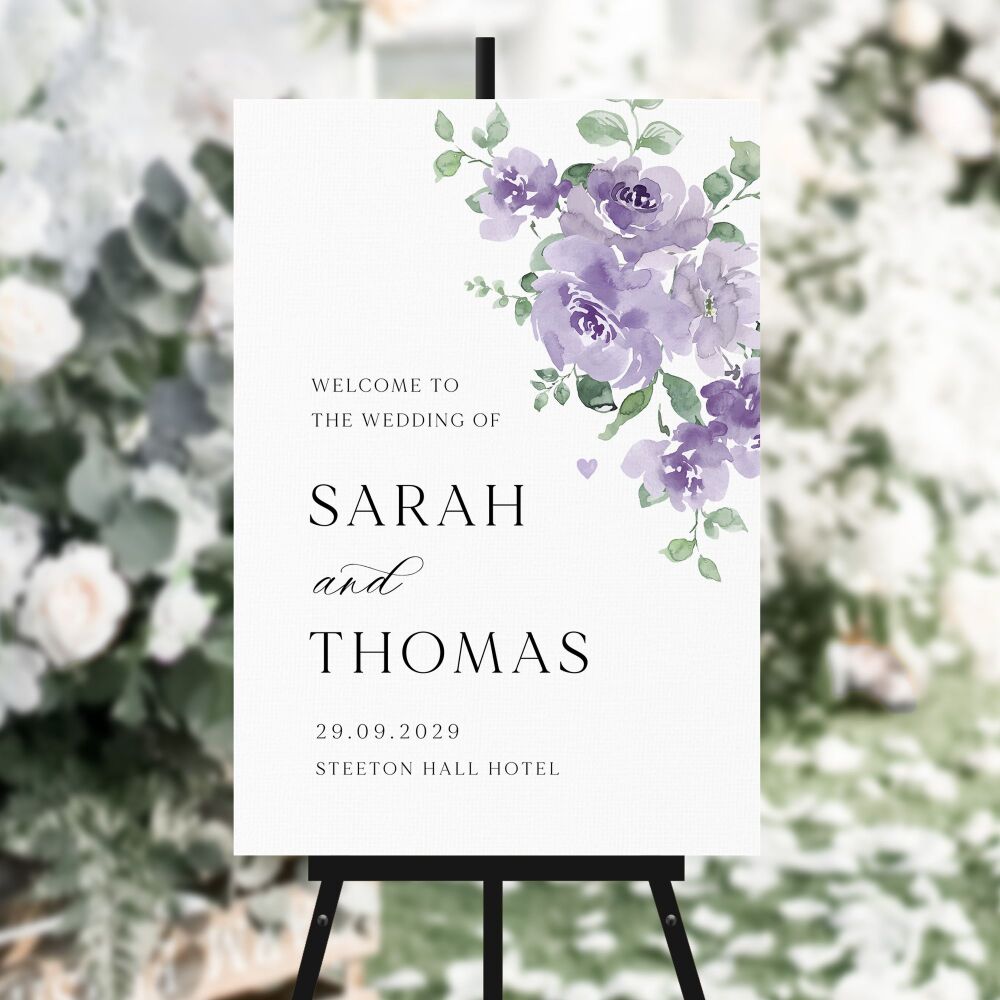 Dusky Mauve Floral Welcome Sign