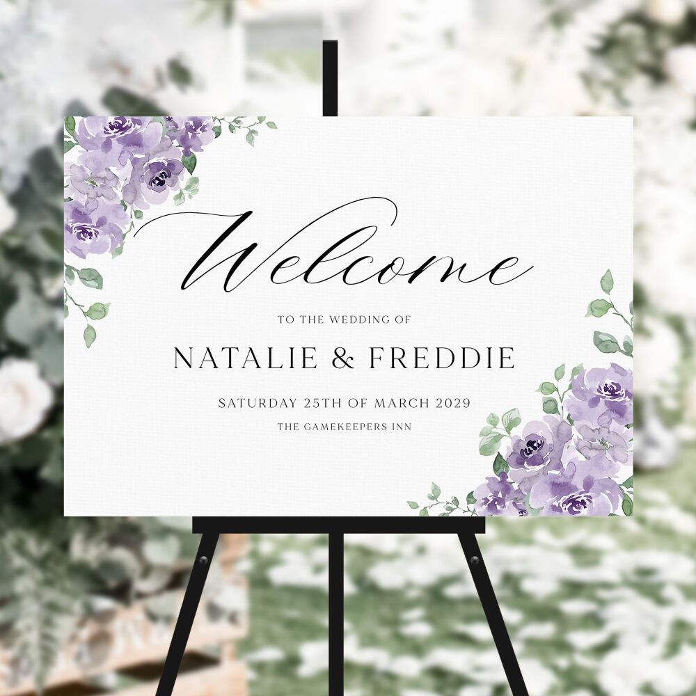 Dusky Mauve Floral Welcome Sign