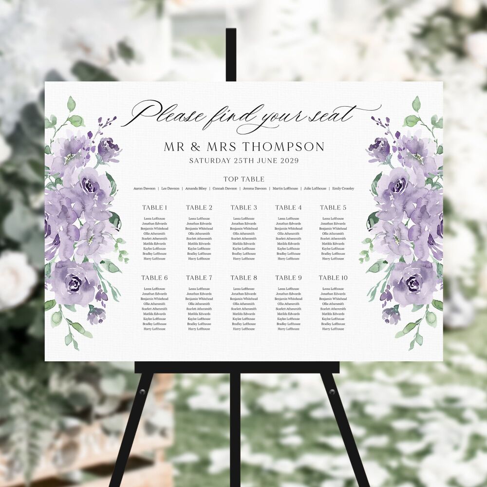 Dusky Mauve Floral Table Plan