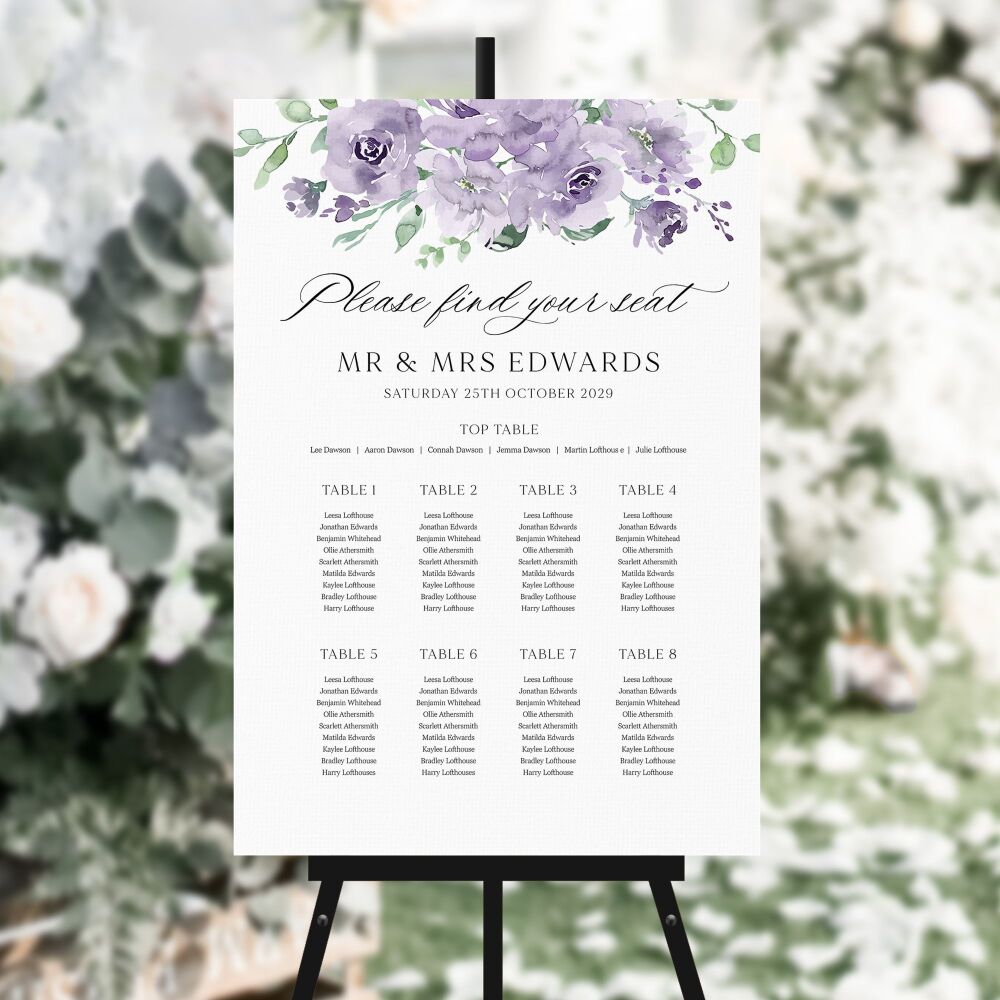 Dusky Mauve Floral Table Plan