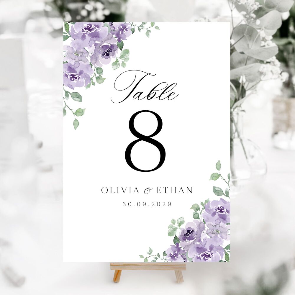 Dusky Mauve Floral Table Numbers